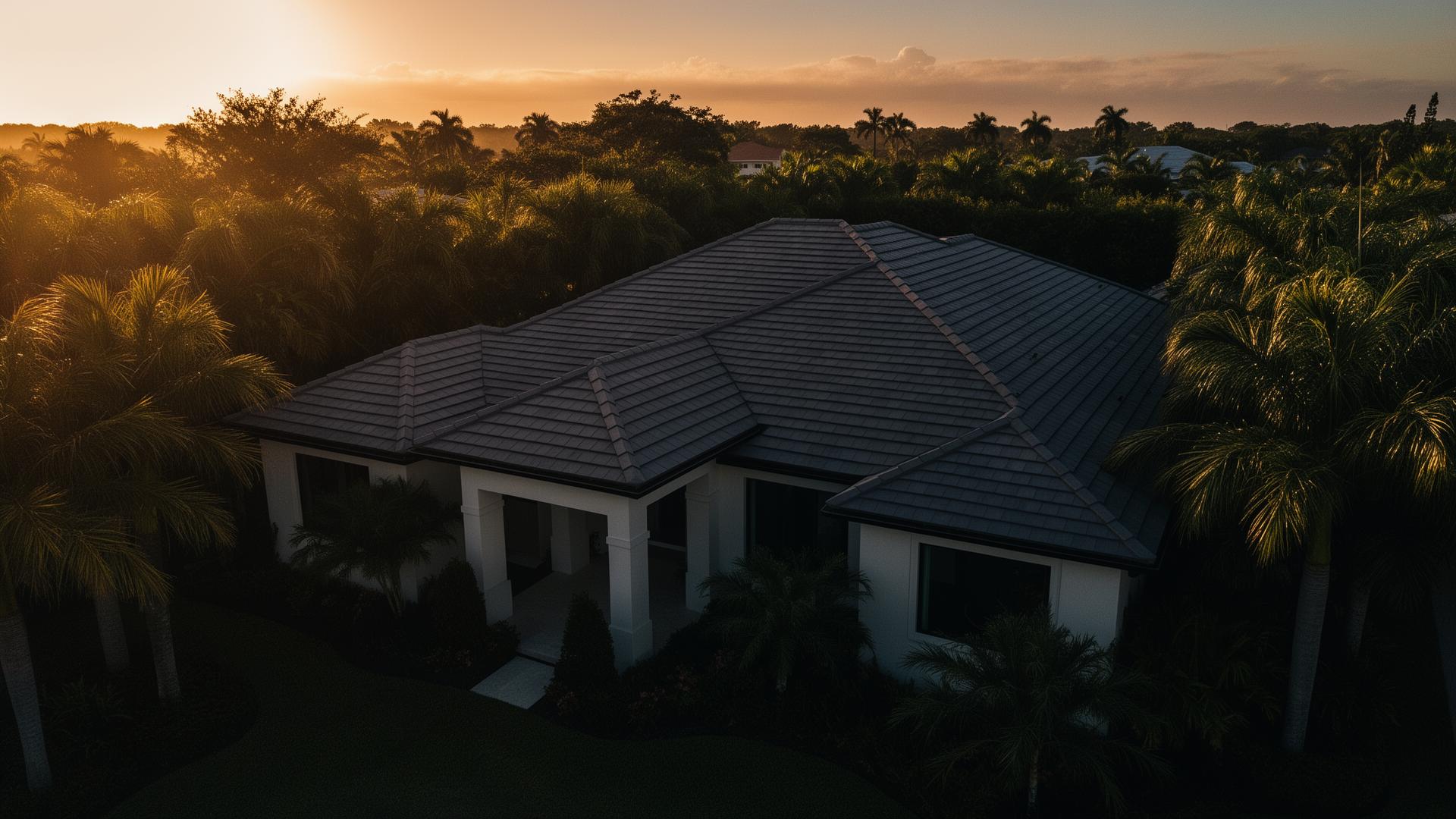 Florida home with a freshly installed SunSmart roof at golden hour